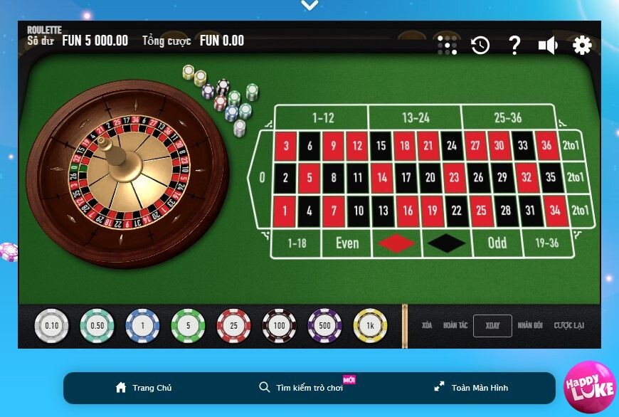 Cách chơi roulette Happyluke cho cược thủ